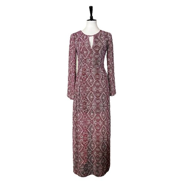 Altar’d State Maxi Dress Long Sleeve Keyhole Neck Geo Print Women’s Size Small - Picture 1 of 9